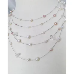 Brautschmuck Schmuckset zur Hochzeit, Perlenkette schwebende Perlen mit Armreif ud Ohrringen