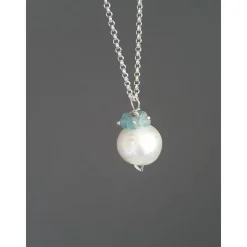 Brautschmuck Silberkette mit Perle und Apatit