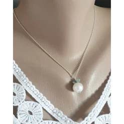 Brautschmuck Silberkette mit Perle und Apatit