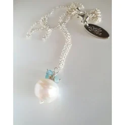 Brautschmuck Silberkette mit Perle und Apatit