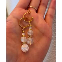 Brautschmuck-Set aus Bergkristall: Rückenkette, Armband & Ohrringe – vergoldeter Edelstahl, individualisierbar