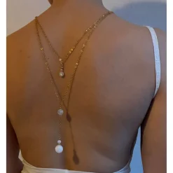 Brautschmuck-Set aus Bergkristall: Rückenkette, Armband & Ohrringe – vergoldeter Edelstahl, individualisierbar