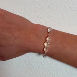 Brautschmuck-Set Rückenkette, Armband & Ohrringe – Böhmischer Glasperlenschmuck kristallklar/transparent individualisier