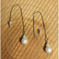 Brautschmuck-Set schneeweiß: Rückenkette, Armband & Ohrringe aus Glaswachsperlen – individualisierbar