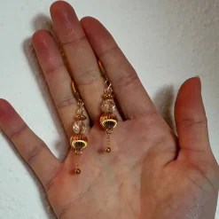 Brautschmuck-Set vergoldet: Rückenkette, Armband & Ohrringe mit böhmischen Glasperlen individualisierbar