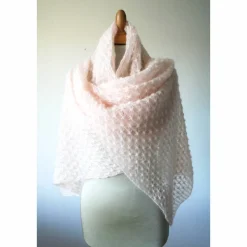 Brautstola, Brautschal, pastell lachs rose, Hochzeitsstola aus Mohair, gestrickte Mohairstola, Strickstola, Umschlagtuch, Mohairstola
