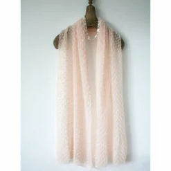 Brautstola, Brautschal, pastell lachs rose, Hochzeitsstola aus Mohair, gestrickte Mohairstola, Strickstola, Umschlagtuch, Mohairstola