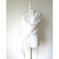 Brautstola  ivory Mohair und Seide, Lace-Stola für die Hochzeit, weiches Umschlagtuch, edles Schultertuch, handgefertigt