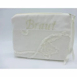 Brauttasche bestickt in ecru mit Chenilleranke