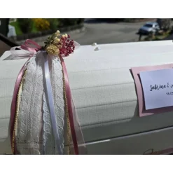 Briefbox Truhe Altrosa-Brombeere-Gold JA - Hochzeit Kartenbox