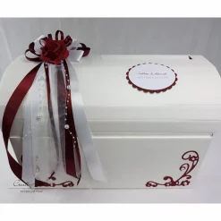 Briefbox Truhe ROSE BORDEAUX Hochzeit Geschenkbox