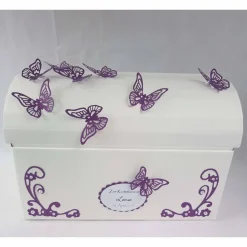Briefbox Truhe SCHMETTERLINGE VIOLETT Kommunion