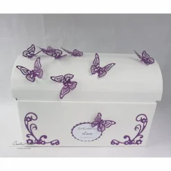 Briefbox Truhe SCHMETTERLINGE VIOLETT Kommunion