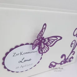 Briefbox Truhe SCHMETTERLINGE VIOLETT Kommunion