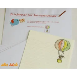 Briefpapier für Schreibanfänger "Lustige Ballonfahrt mit Äffchen" | zu Weihnachten | für Grundschüler