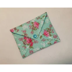 Briefumschlag, 13,5cm x 10,5cm, Baumwollstoff, Rosen, Geschenkverpackung, Liebesbrief