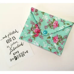 Briefumschlag, 13,5cm x 10,5cm, Baumwollstoff, Rosen, Geschenkverpackung, Liebesbrief