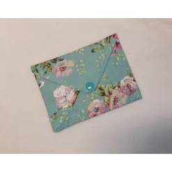 Briefumschlag, 13,5cm x 10,5cm, Baumwollstoff, Rosen, Geschenkverpackung, Liebesbrief