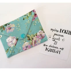 Briefumschlag, 13,5cm x 10,5cm, Baumwollstoff, Rosen, Geschenkverpackung, Liebesbrief