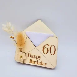 Briefumschlag Holz | Geschenk zum Geburtstag | Holzumschlag | Runder Geburtstag | Wunscherfüller | Gutschein Karte