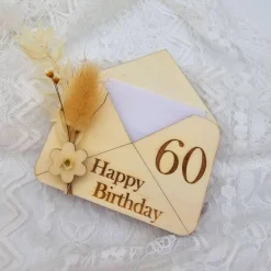 Briefumschlag Holz | Geschenk zum Geburtstag | Holzumschlag | Runder Geburtstag | Wunscherfüller | Gutschein Karte