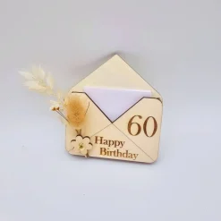 Briefumschlag Holz | Geschenk zum Geburtstag | Holzumschlag | Runder Geburtstag | Wunscherfüller | Gutschein Karte