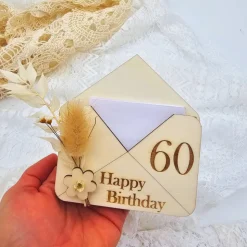 Briefumschlag Holz | Geschenk zum Geburtstag | Holzumschlag | Runder Geburtstag | Wunscherfüller | Gutschein Karte