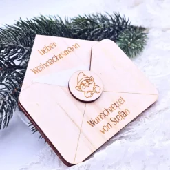 Briefumschlag Holz | Wunschzettel Weihnachten | Holzumschlag | Weihnachtsbrief | Gutschein Christkind | Weihnachtmann