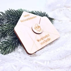 Briefumschlag Holz | Wunschzettel Weihnachten | Holzumschlag | Weihnachtsbrief | Gutschein Christkind | Weihnachtmann