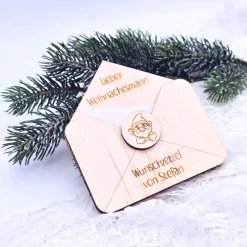 Briefumschlag Holz | Wunschzettel Weihnachten | Holzumschlag | Weihnachtsbrief | Gutschein Christkind | Weihnachtmann
