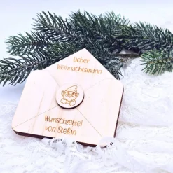 Briefumschlag Holz | Wunschzettel Weihnachten | Holzumschlag | Weihnachtsbrief | Gutschein Christkind | Weihnachtmann