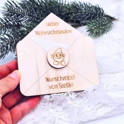 Briefumschlag Holz | Wunschzettel Weihnachten | Holzumschlag | Weihnachtsbrief | Gutschein Christkind | Weihnachtmann