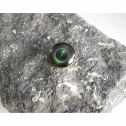 Bronze Kameralinse   Brosche 25 mm  rund mit Glascabochon Männerschmuck