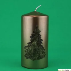 Bronzene Weihnachtskerze mit braunem Weihnachtsbaum