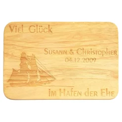 Brotbrett Hochzeit Gravur Frühstücksbrett Heirat Hochzeitsgeschenk mit Wunschgravur Wunschtext