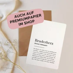 Bruderherz Karte Kraftpapier personalisiert – Geschenk für Bruder Definition A6 – stilvolle Typografie Karte mit Name