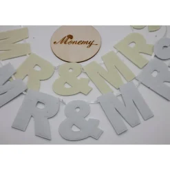 Buchstaben Girlande Hochzeit MR & MRS / Namenskette Brautpaar weiß creme