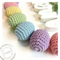 Bunte gehäkelte Ostereier Set aus Baumwolle – Frühlingszarte Regenbogenfarben