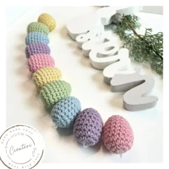 Bunte gehäkelte Ostereier Set aus Baumwolle – Frühlingszarte Regenbogenfarben