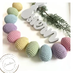 Bunte gehäkelte Ostereier Set aus Baumwolle – Frühlingszarte Regenbogenfarben