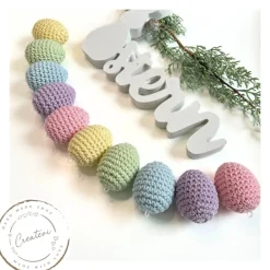 Bunte gehäkelte Ostereier Set aus Baumwolle – Frühlingszarte Regenbogenfarben