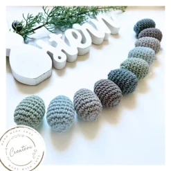 Bunte gehäkelte Ostereier Set aus Baumwolle – Handgemachte Osterdeko in frostigen Pastellfarben