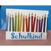 Bunte Grußkarte, Schulanfang, Handarbeit mit Umschlag