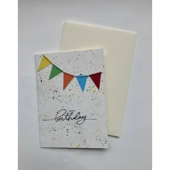 Bunte Happy Birthday Karte – Handgemachte Glückwunschkarte mit Wimpelkette DIN A6