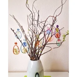 Bunte Ostereier Blumenanhänger für den Osterstrauß 2er Set