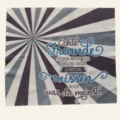 buntes Brillenputztuch mit collen Sprüchen zum Verschenken und Freude bereiten