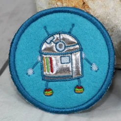 Button Klettbutton Set für Schulranzen Kletti Roboter blau personalisierbar