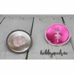 Button Klettbutton Set für Schulranzen Kletti Ballerina silber pink personalisierbar
