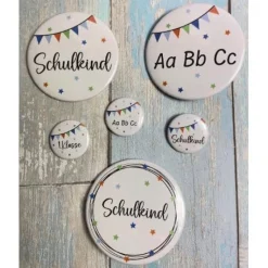 Button-Set Einschulung blau/orange
