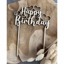 Cake Topper Happy Birthday / Kuchendeko Geburtstag Herzen
